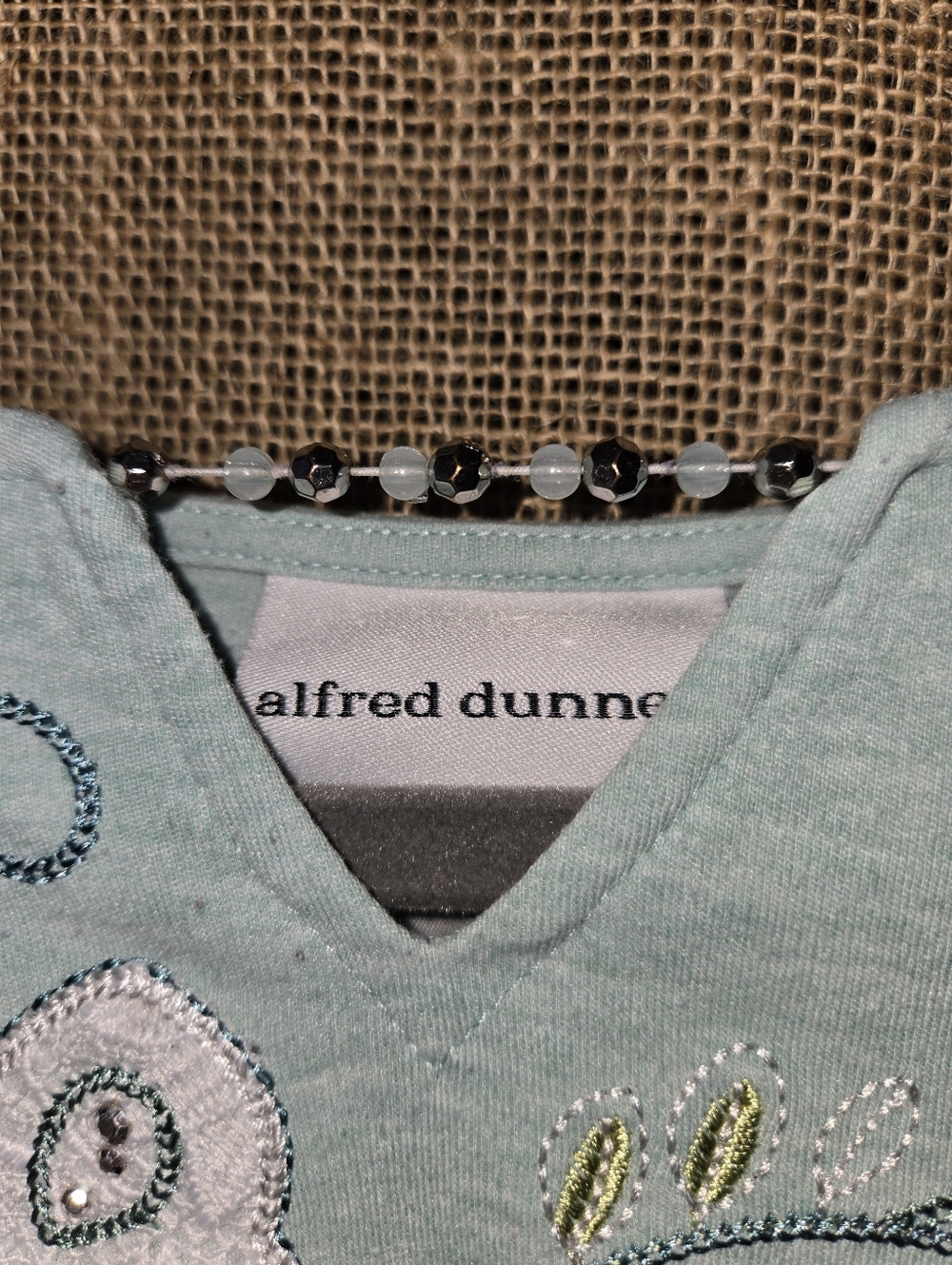 Alfred Dunner Light Mint Green Long Sleeve Butterfly Embellished Top Beaded Med - Picture 8 of 13